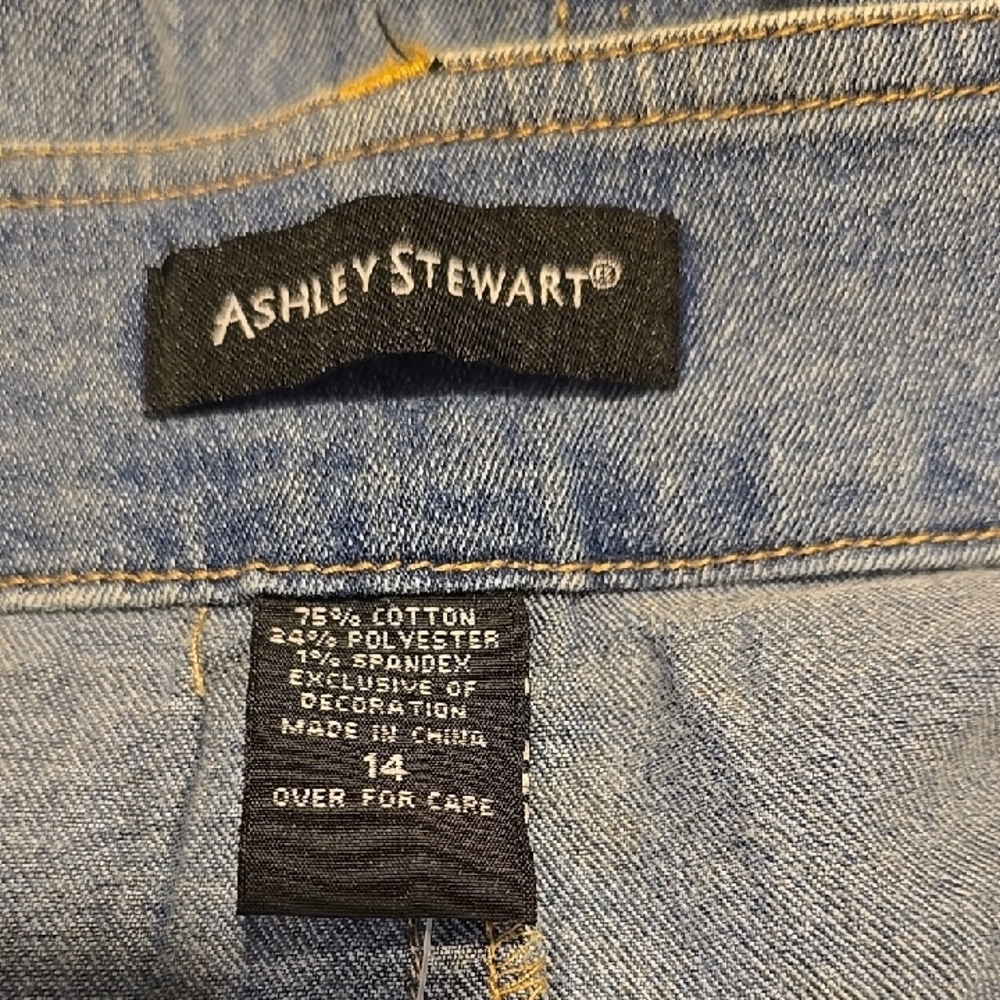 Ashley Stewart Boho Retro Y2k Denim Patchwork Skirt - Blue and Gray 14 - Picture 2 of 3